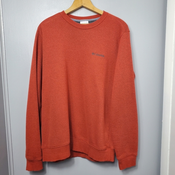 COLUMBIA Red Orange Knit Long Sleeve Shirt - Picture 1 of 6